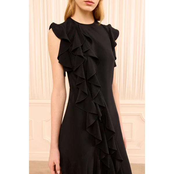 ameline sleeveless silk dress noir