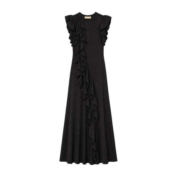 Ameline Sleeveless Silk Dress in Noir