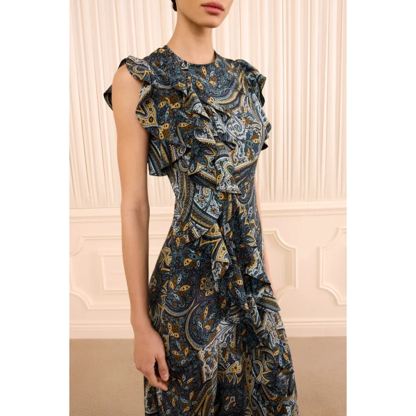 ameline sleeveless silk dress prussian