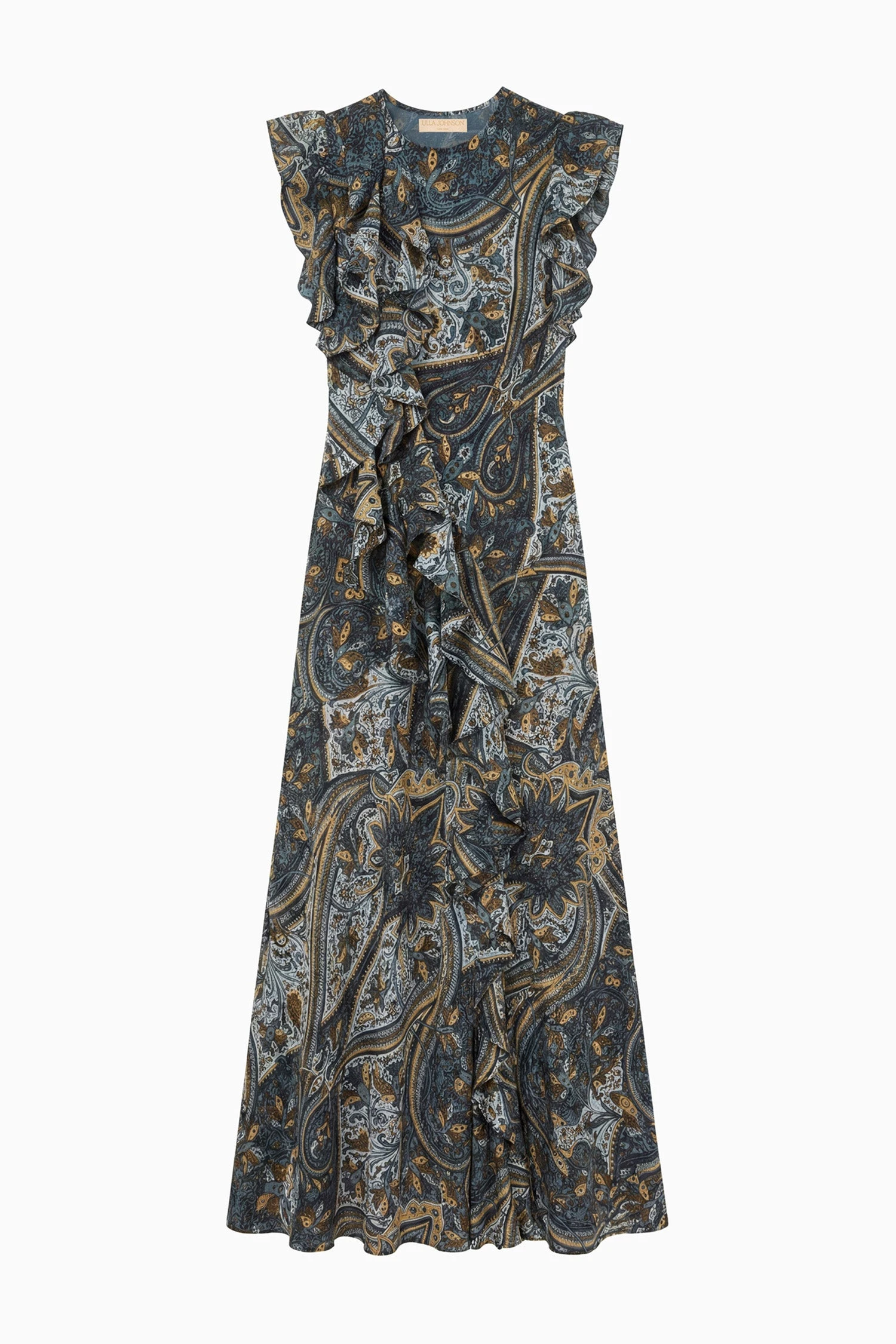 Ameline Sleeveless Silk Dress in Prussian