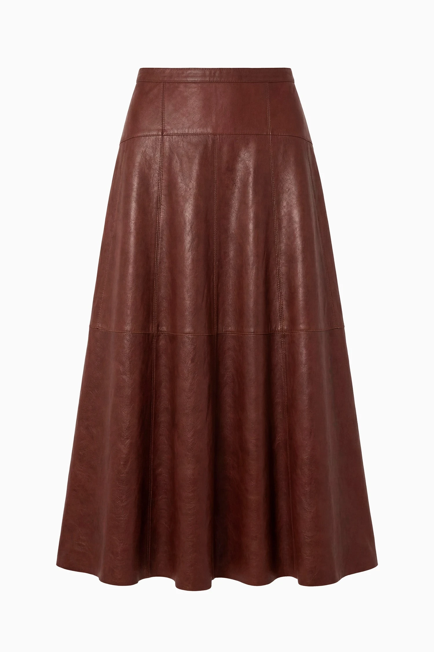 Aninda Leather Midi Skirt in Cognac