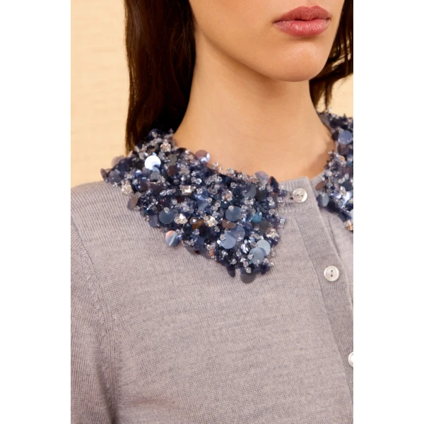 anna embellished cardigan ash