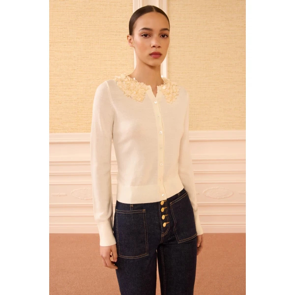 anna embellished cardigan pearled ivory