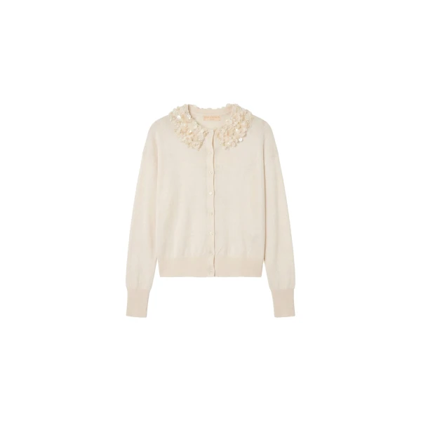 Anna Embellished Cardigan in Pearled Ivory