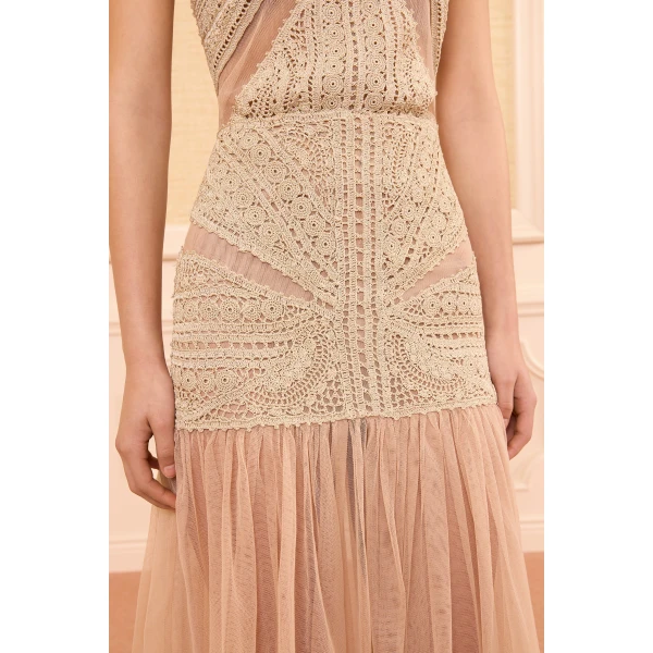 araminta crochet & tulle skirt sandstone
