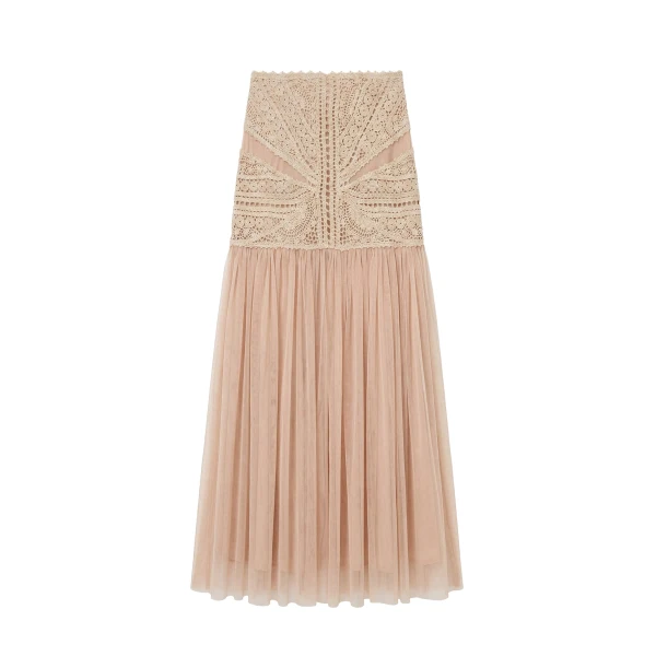 ulla johnson araminta crochet & tulle skirt