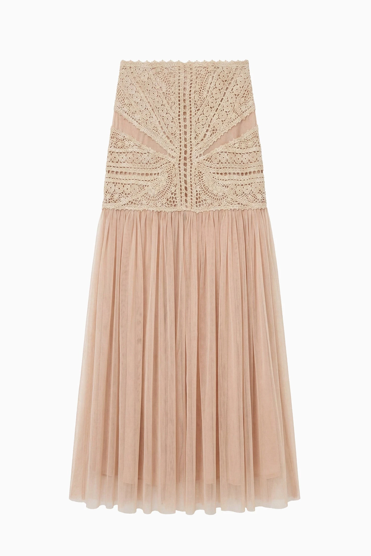 Araminta Crochet & Tulle Skirt in Sandstone