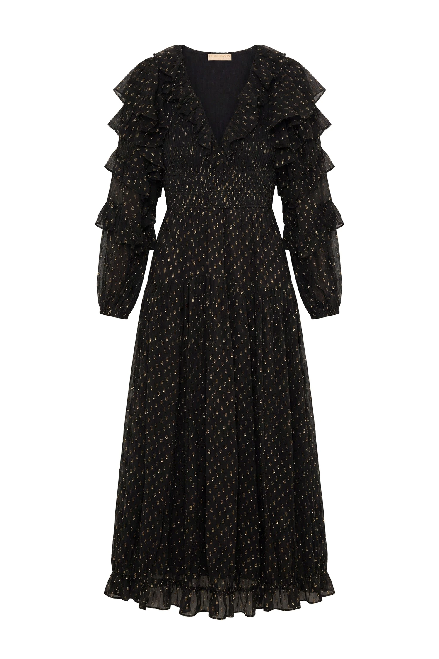 Ulla Johnson Ardis Long Sleeve Silk Dress in Noir ulla johnson ardis long sleeve silk dress