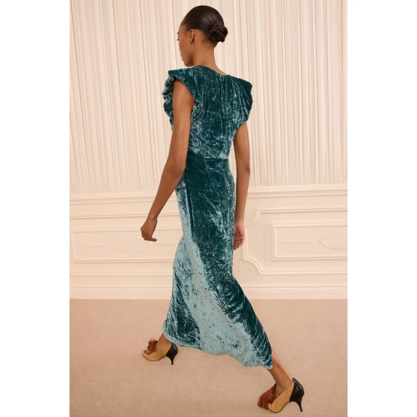 ulla johnson astra v neck velvet dress