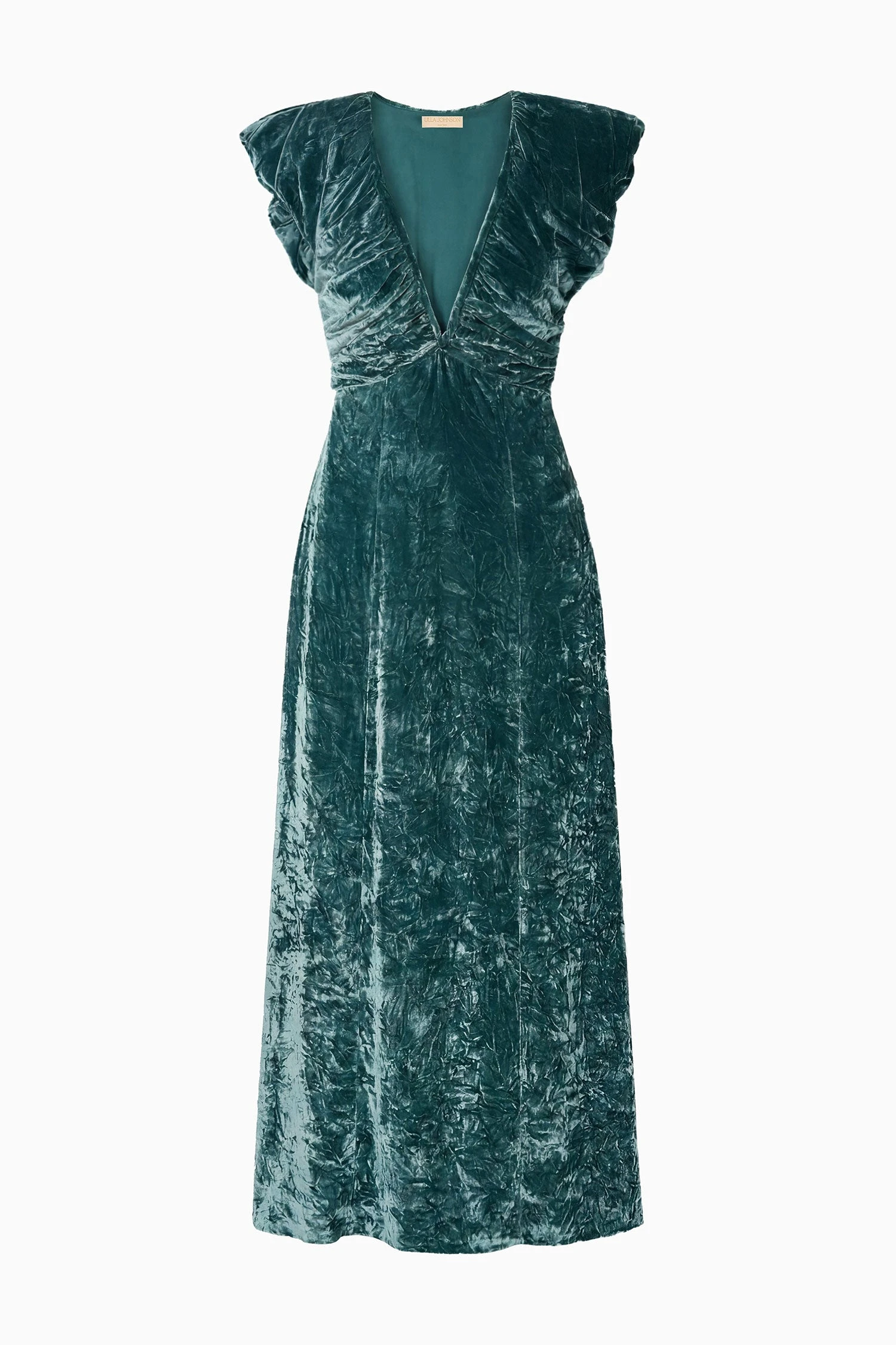 Astra V Neck Velvet Dress in Jadeite