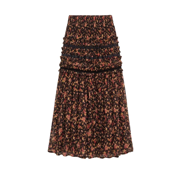 Auden Silk Skirt in Noir Mille Fleur