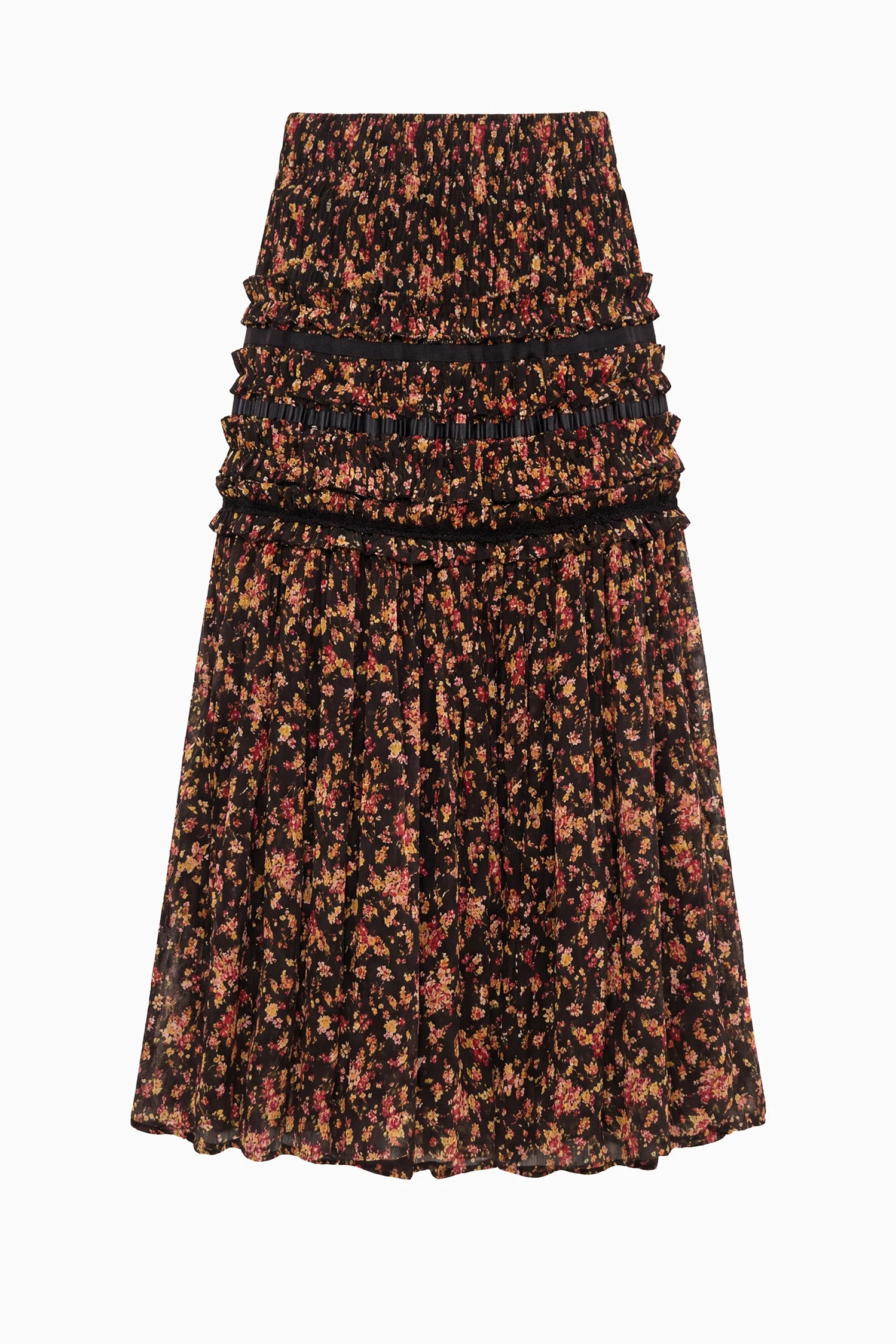 Auden Silk Skirt in Noir Mille Fleur