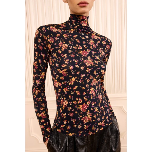 aurelia long sleeve jersey top noir floral