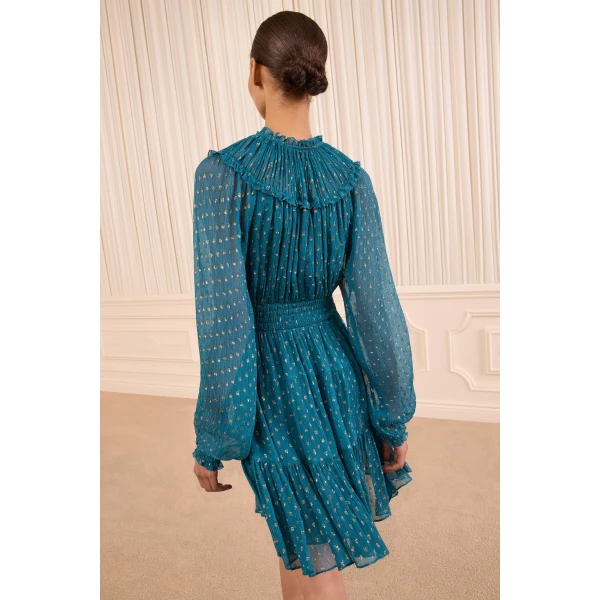 ulla johnson ava long sleeve silk mini dress