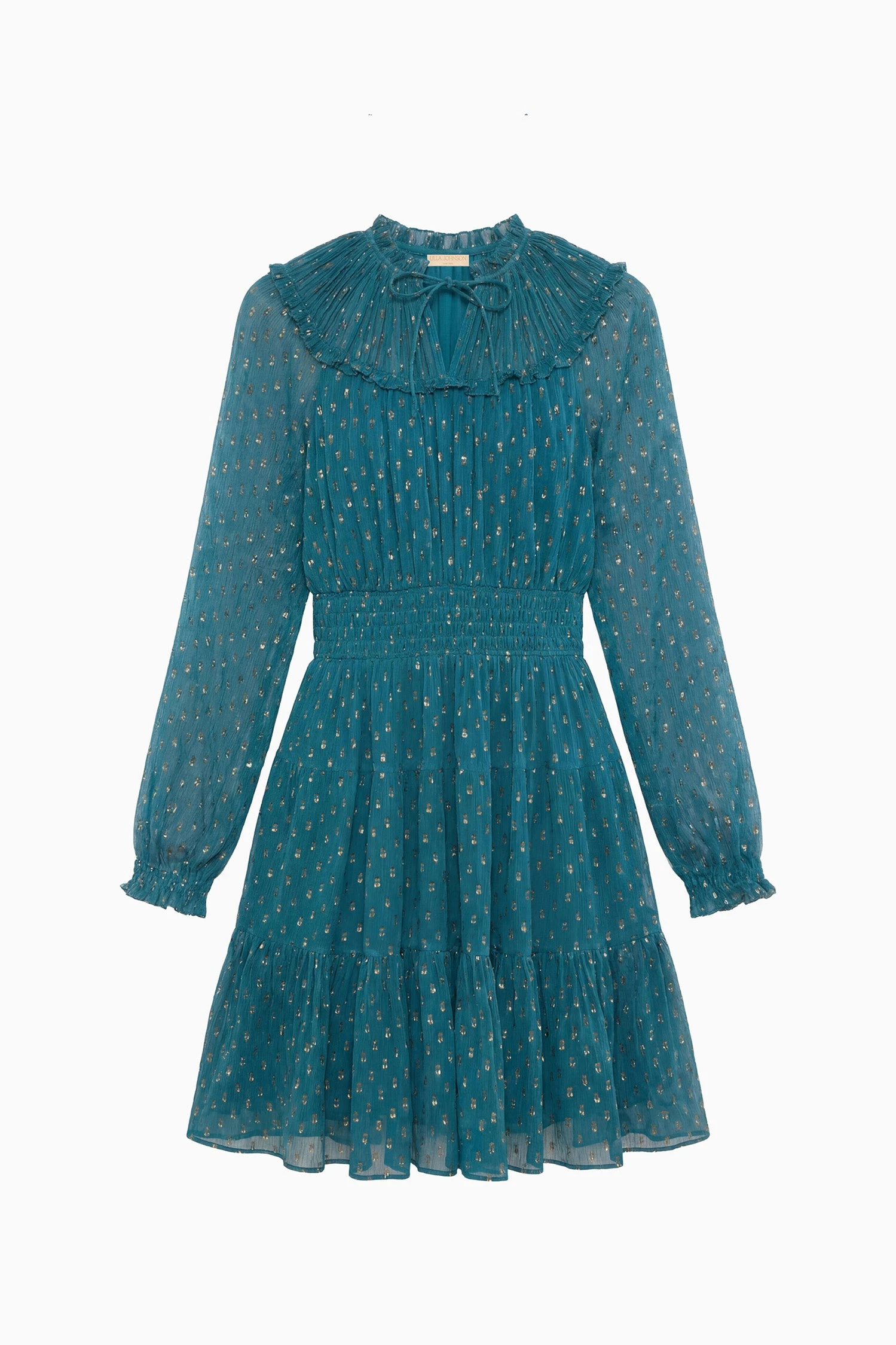 Ava Long Sleeve Silk Mini Dress in Beryl