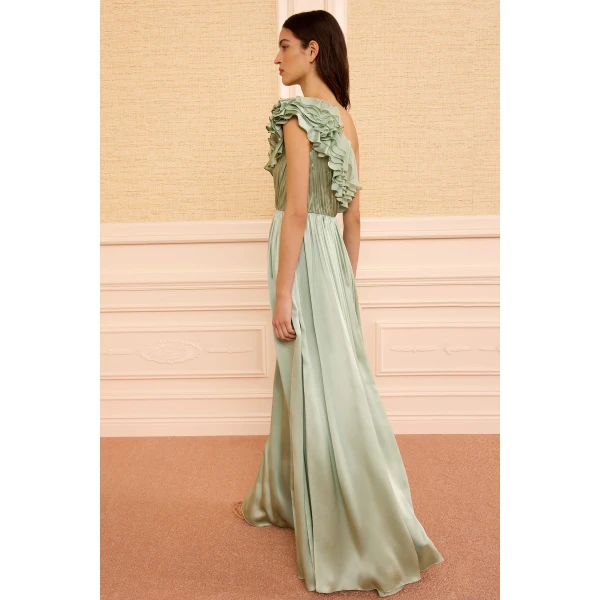 ulla johnson avalina ruffled silk one shoulder gown
