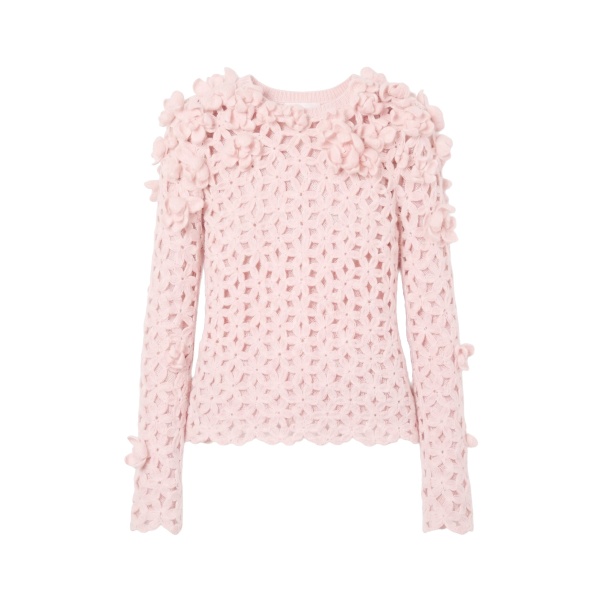 ulla johnson bendetta crochet pullover with embroidered flowers