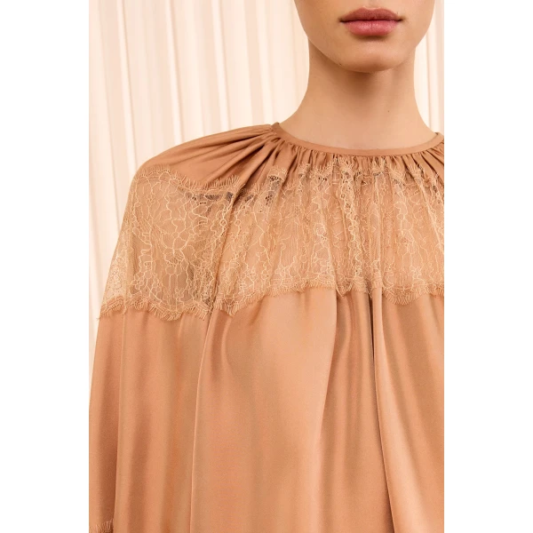 bess long sleeve silk blouse macaroon