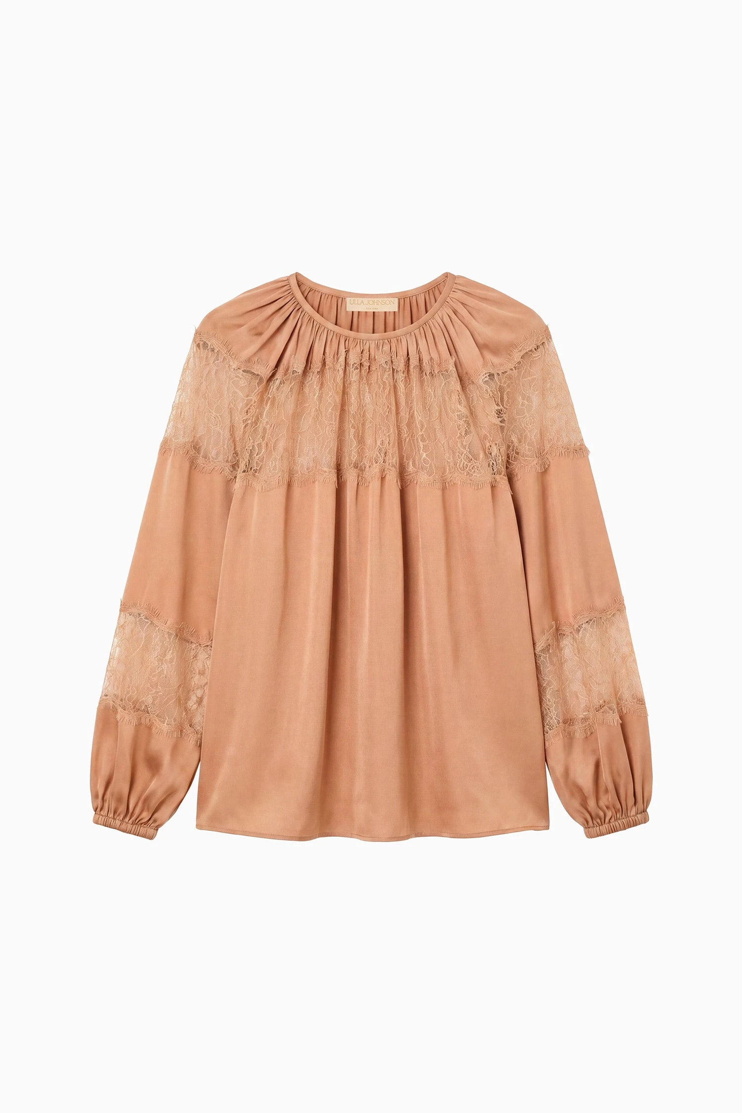 Bess Long Sleeve Silk Blouse in Macaroon