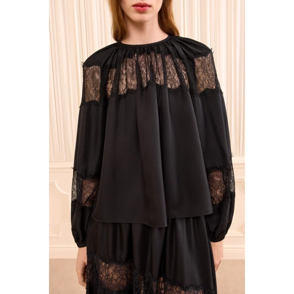 bess long sleeve silk blouse noir