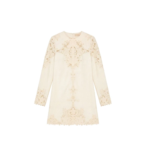 Camie Linen Mini Dress in Ivory