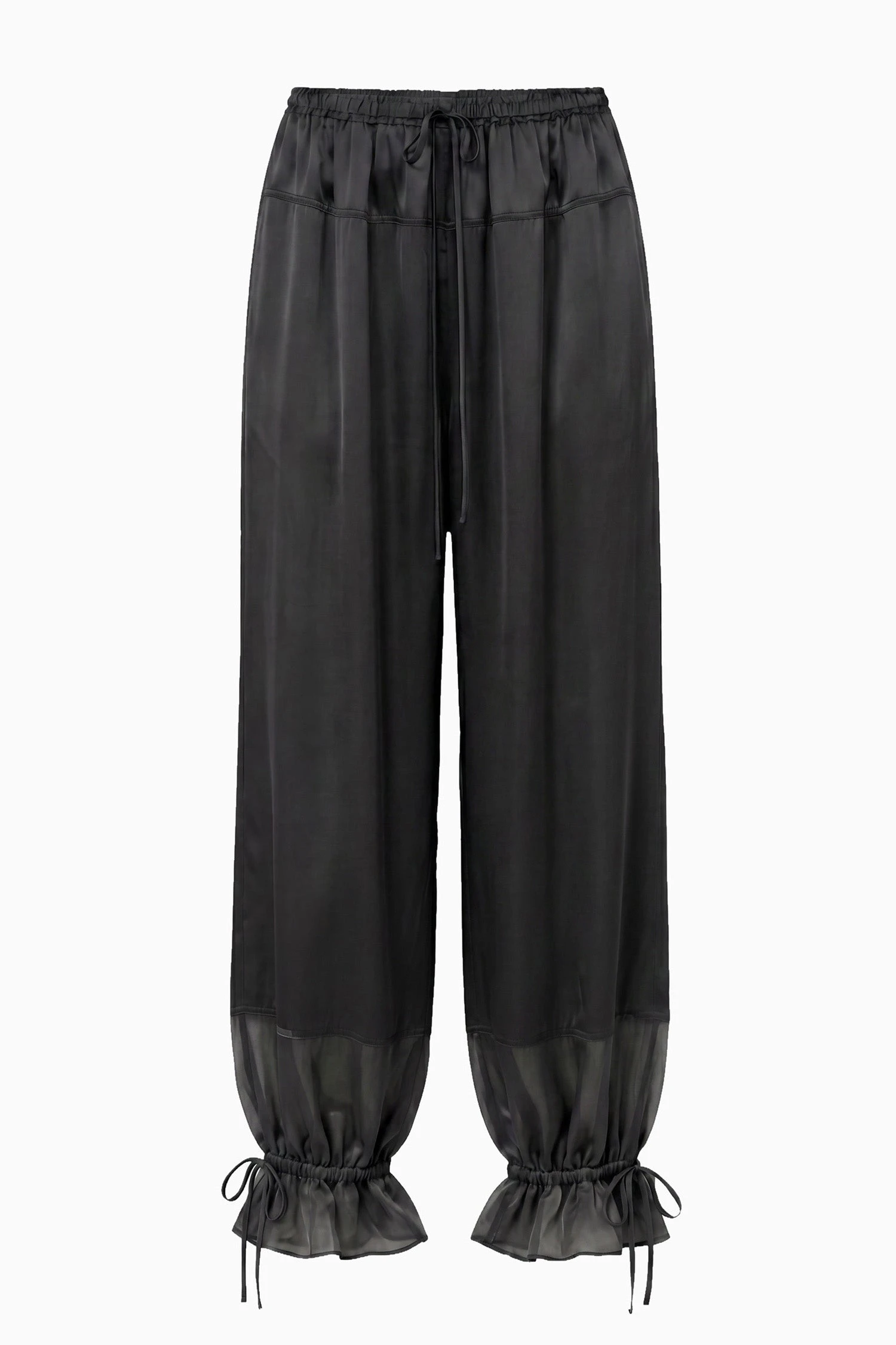 Camile Silk Cinched Pant in Noir