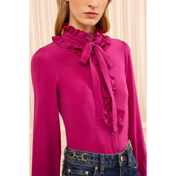 catroux long sleeve silk blouse orchid