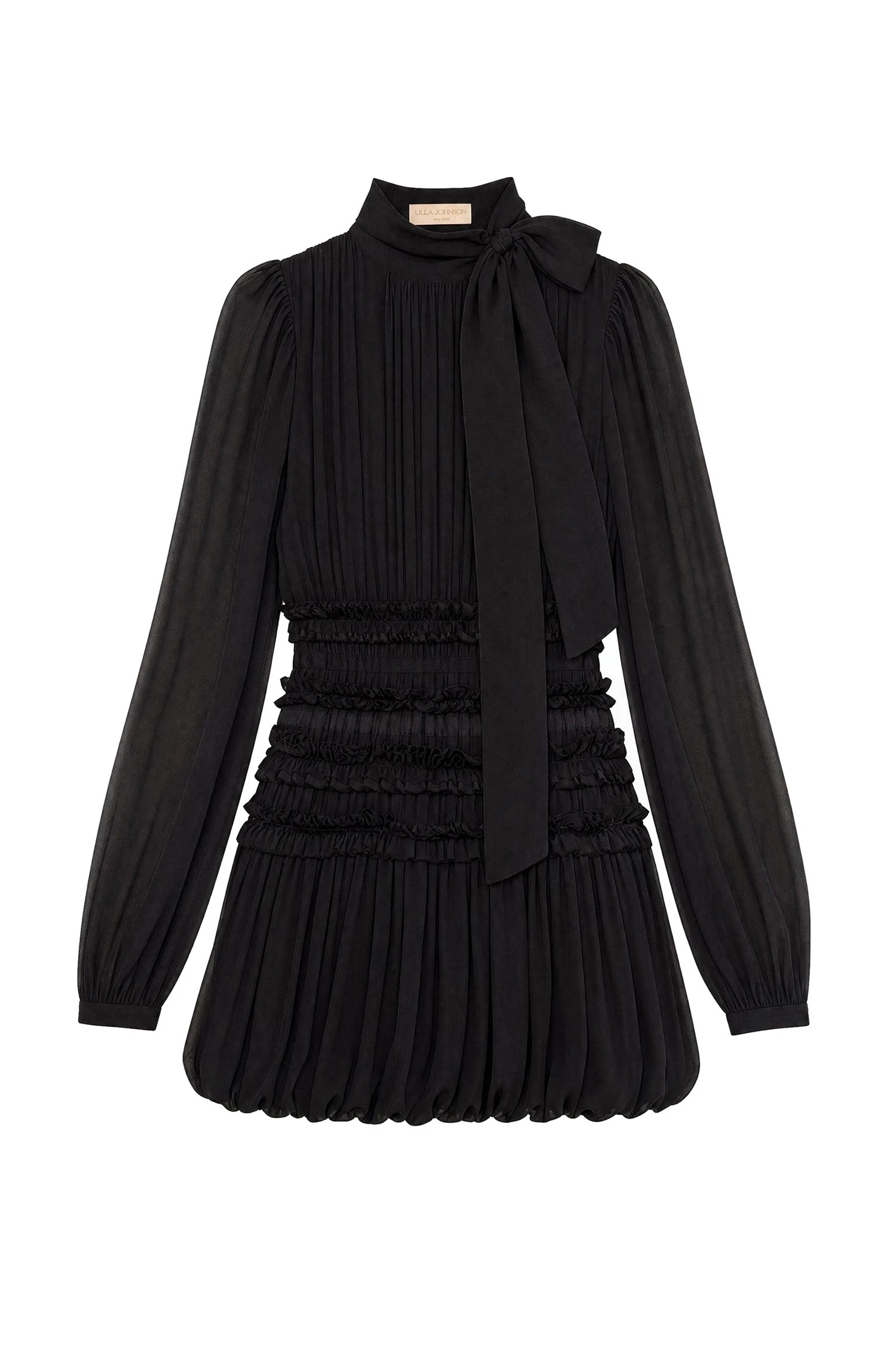 Ulla Johnson Celestine Long Sleeve Silk Dress in Noir ulla johnson celestine long sleeve silk dress