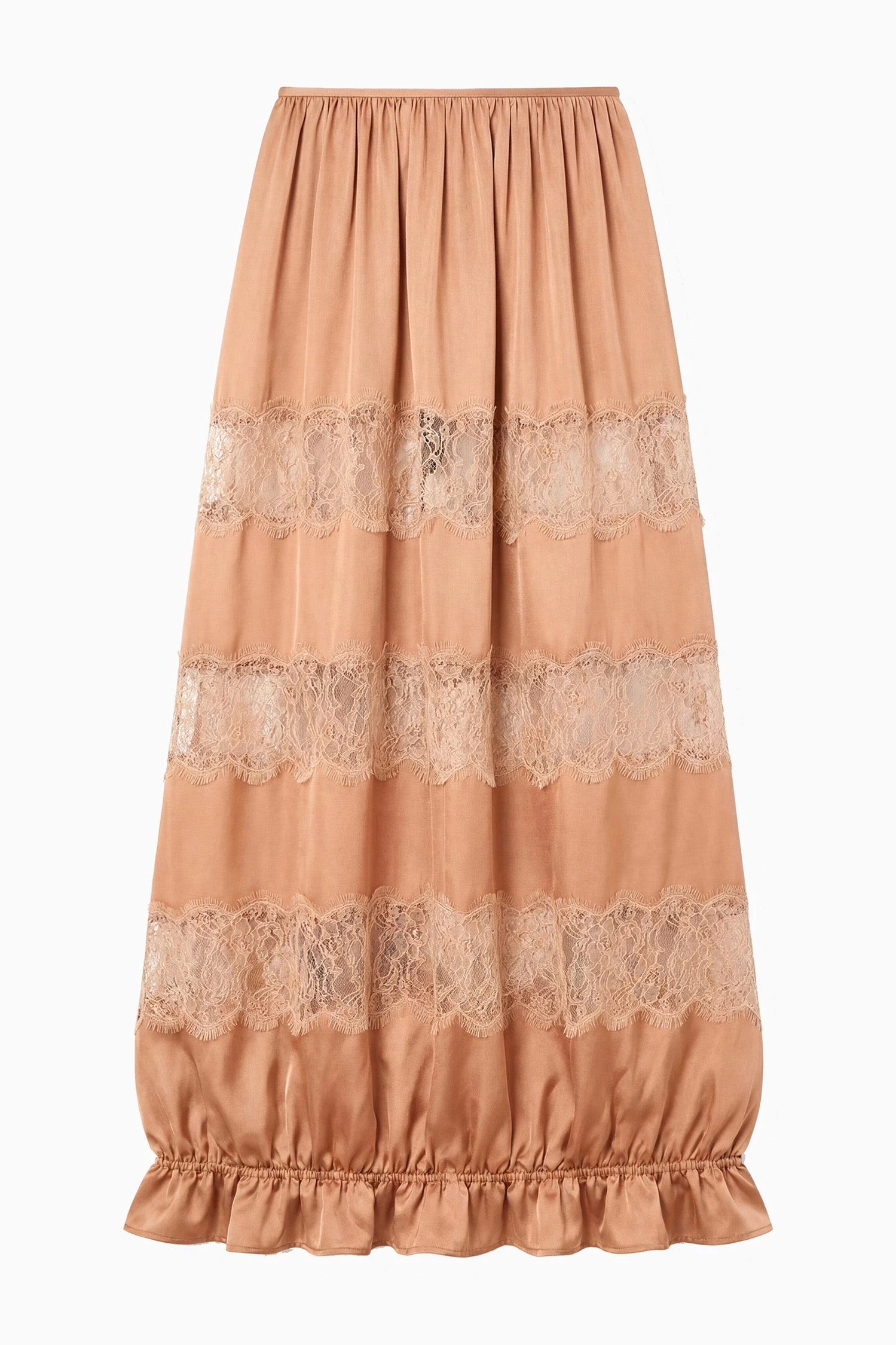 Chantal Silk Midi Skirt in Macaroon