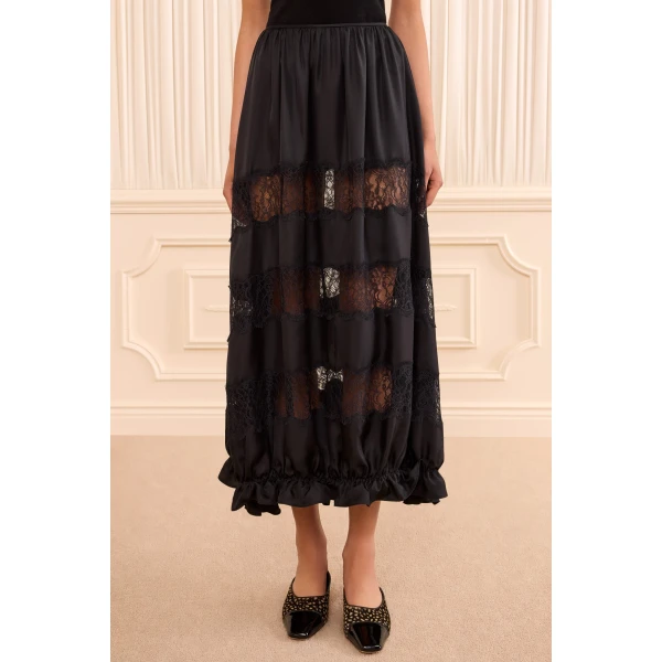 chantal silk midi skirt noir