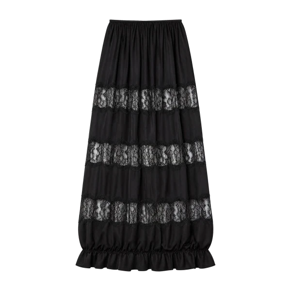 Chantal Silk Midi Skirt in Noir