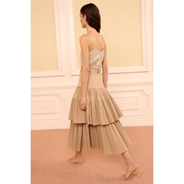 ulla johnson coralie pleated wool skirt