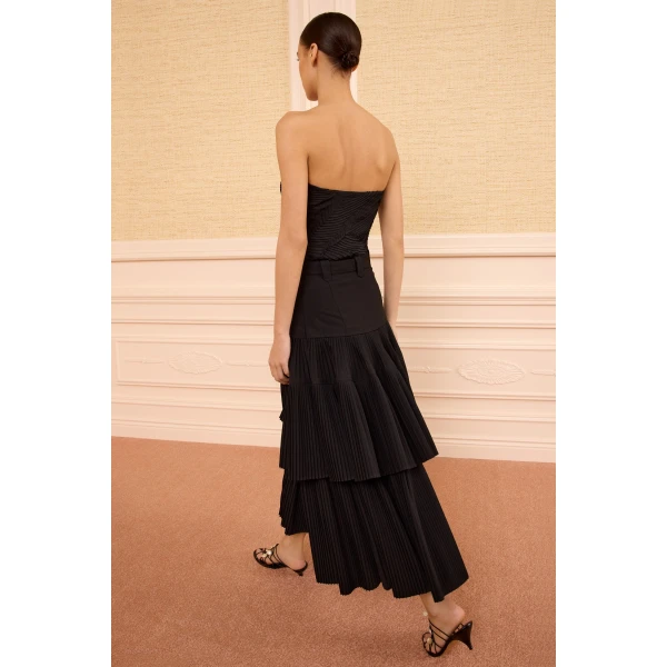 coralie pleated wool skirt noir