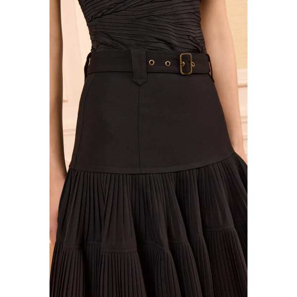 ulla johnson coralie pleated wool skirt