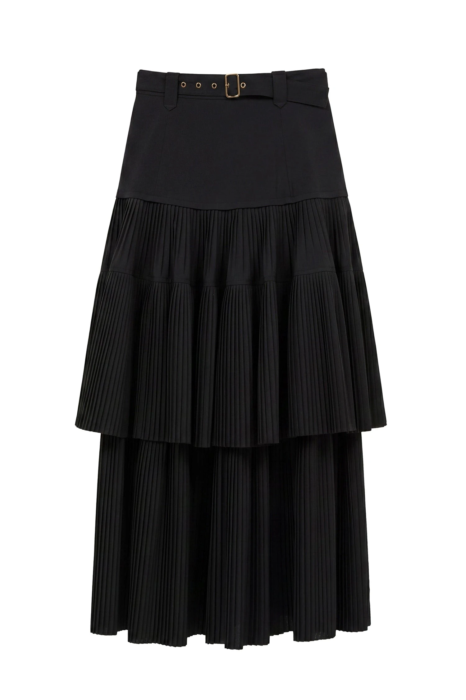 Ulla Johnson Coralie Pleated Wool Skirt in Noir ulla johnson coralie pleated wool skirt