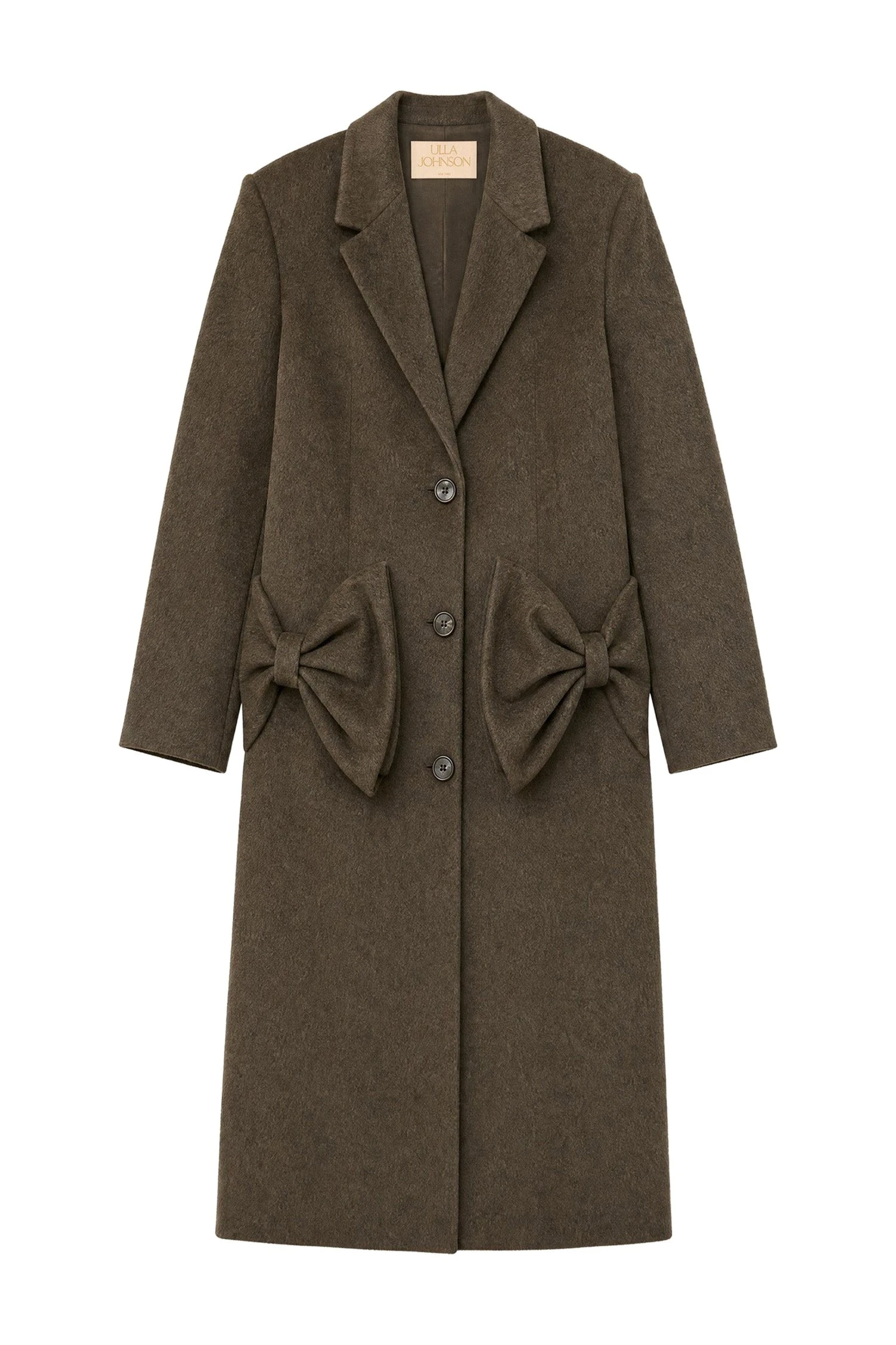 Ulla Johnson Corin Wool Coat with Bows in Willow ulla johnson corin wool coat with bows