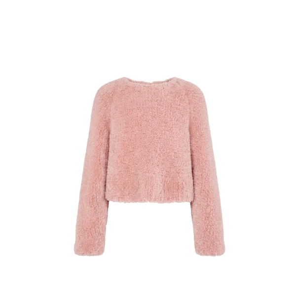 Cosette Cashmere Fur Pullover in Powder