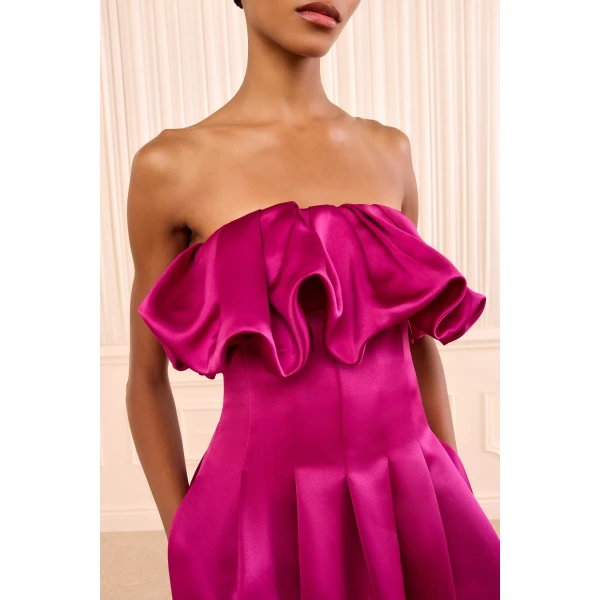 cosima strapless satin dress orchid