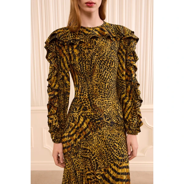 dara long sleeve silk dress wren