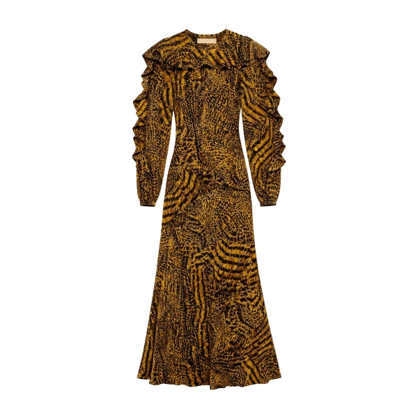 Dara Long Sleeve Silk Dress in Wren