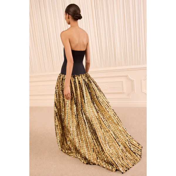ulla johnson delora strapless lurex gown