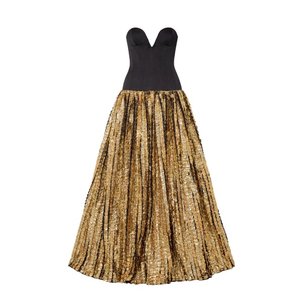 ulla johnson delora strapless lurex gown