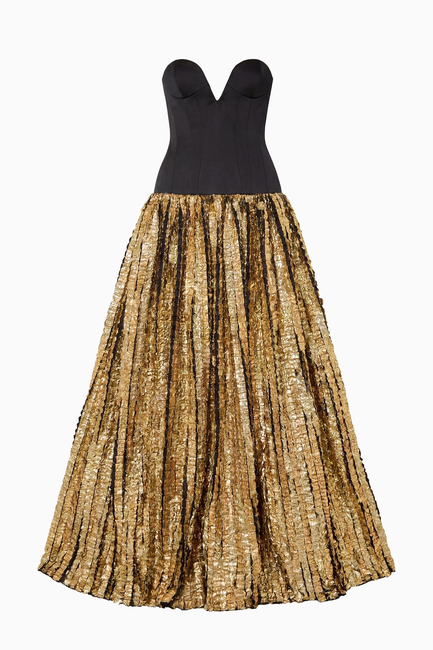 Delora Strapless Lurex Gown in Gold
