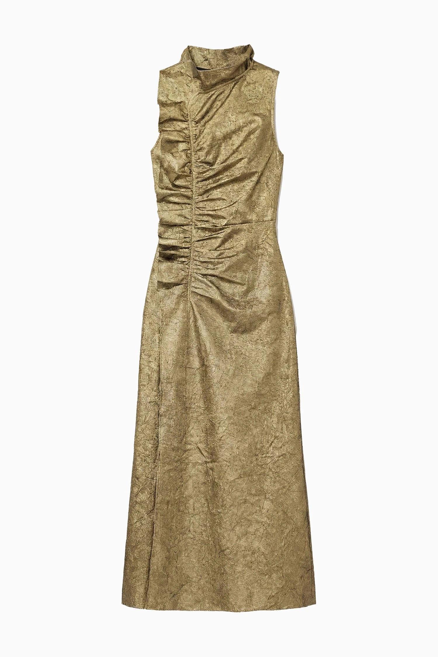 Demetria Taffeta Dress in Light Gold