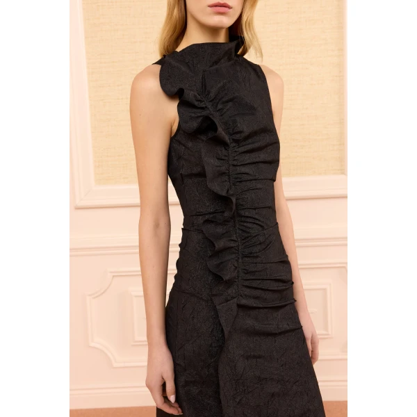 demetria taffeta dress obsidian