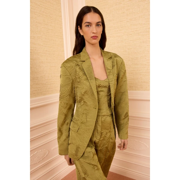 dhemi satin blazer moss gold