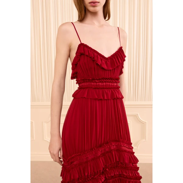 dorothea sleeveless silk gown cerise