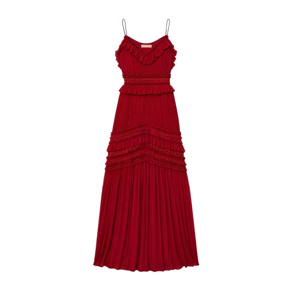Dorothea Sleeveless Silk Gown in Cerise