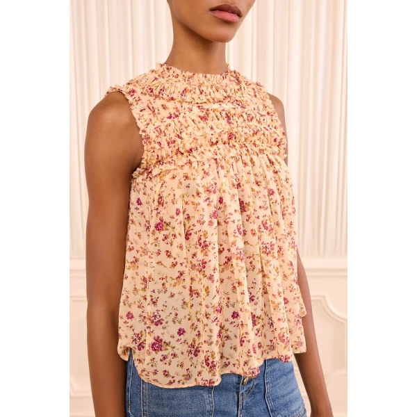 effie sleeveless silk top blush mille fleur