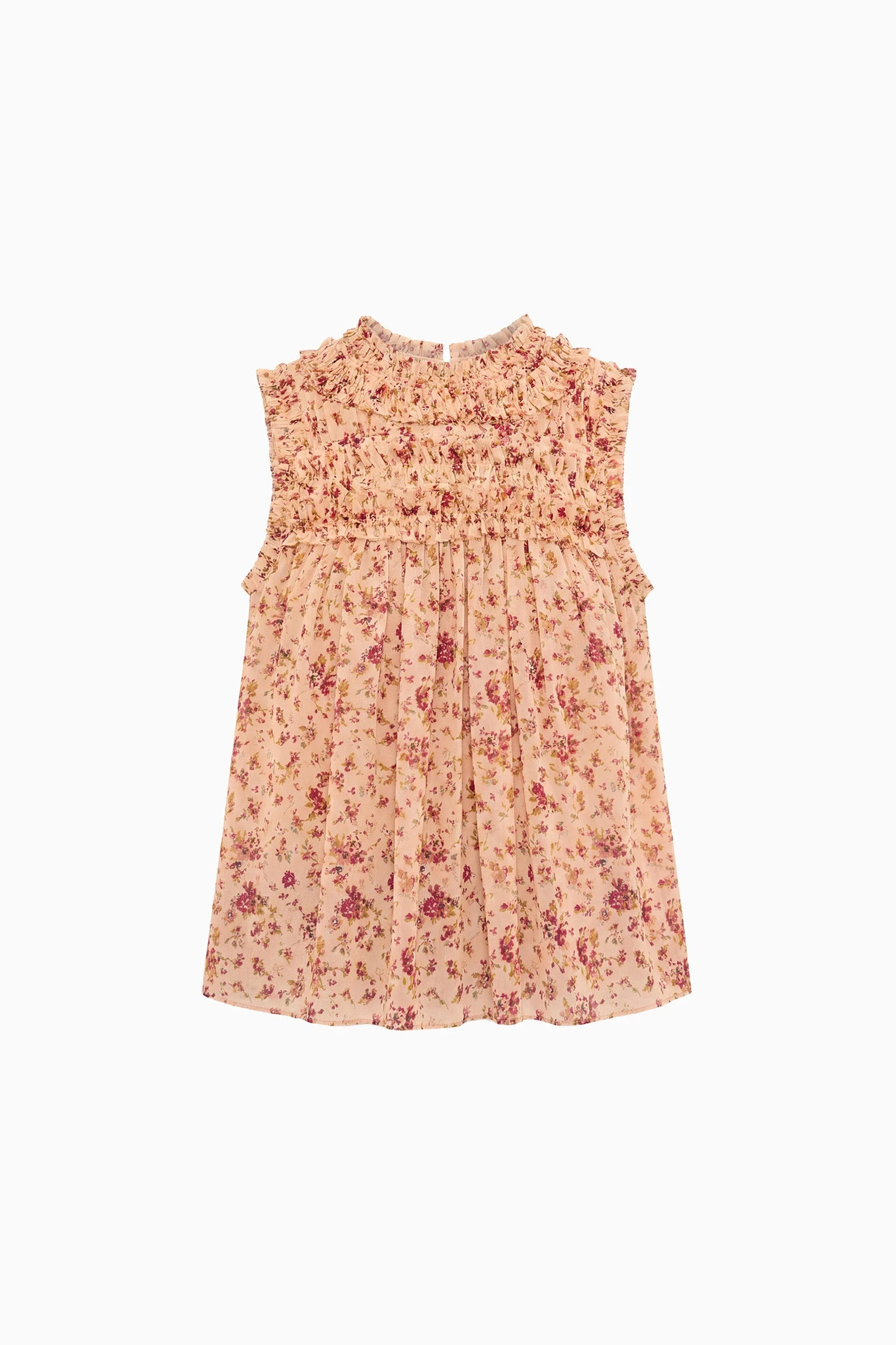 Effie Sleeveless Silk Top in Blush Mille Fleur